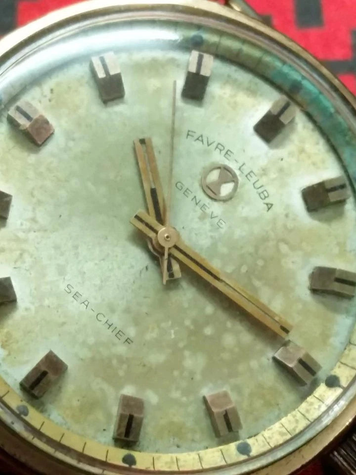 CH888 Vintage Gold Plated Men Favre Leuba Sea Chief Manual Winding Watch Head (TP360)