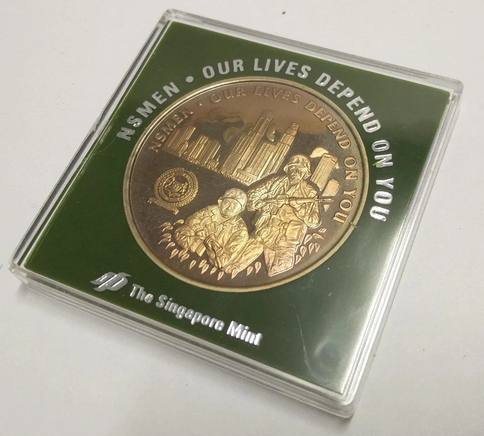 CH888 Singapore Army 25 Years National Service NSmen Copper Nickel Coin W/ Case (OC426)
