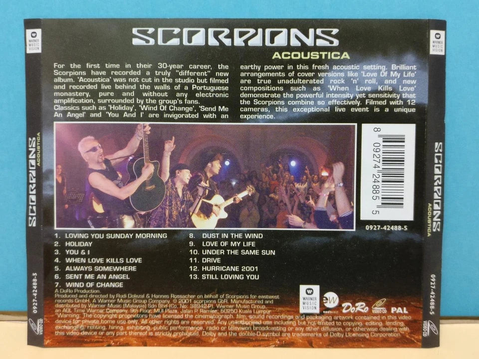 CH888 Scorpions Acoustica 2001 Rare Malaysia Video CD English VCD ZN298