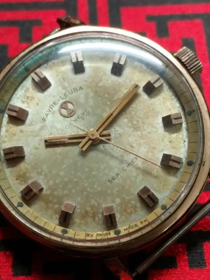 CH888 Vintage Gold Plated Men Favre Leuba Sea Chief Manual Winding Watch Head (TP360)