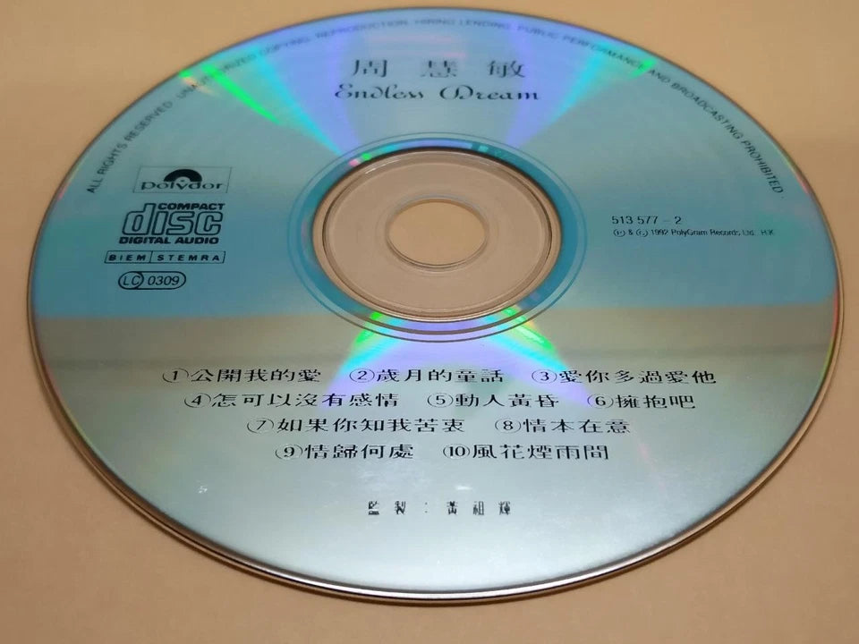 CH888 Hong Kong Vivian Chow Zhou Hui Min 周慧敏 Endless Dream 1992 Singapore Chinese CD ZN092