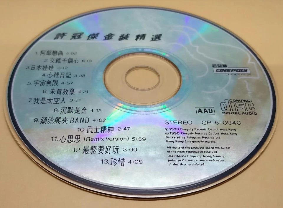 CH888 Hong Kong Sam Hui Xu Guan Jie 许冠杰 金装精选 1990 Singapore Chinese CD ZN058
