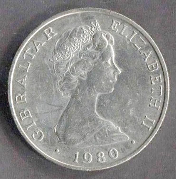 CH888 Gibraltar One Crown 1980 Nickel Coin (OC252)