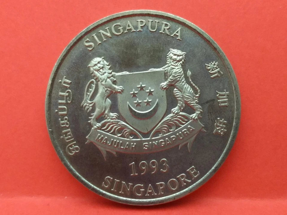 CH888 Singapore 10 Dollars Year Of Rooster 1993 Copper Nickel Coin (OC470)