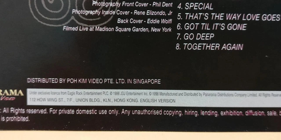 CH888 Janet Jackson The Velvet Rope Tour 1998 Rare Singapore English Video CD VCD x2 ZN316