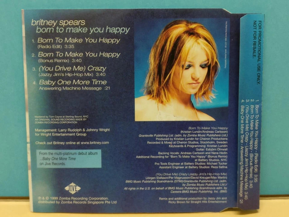 CH888 Britney Spears Singles Born To Make You Happy 1999 Promo Singapore English CD ZN253