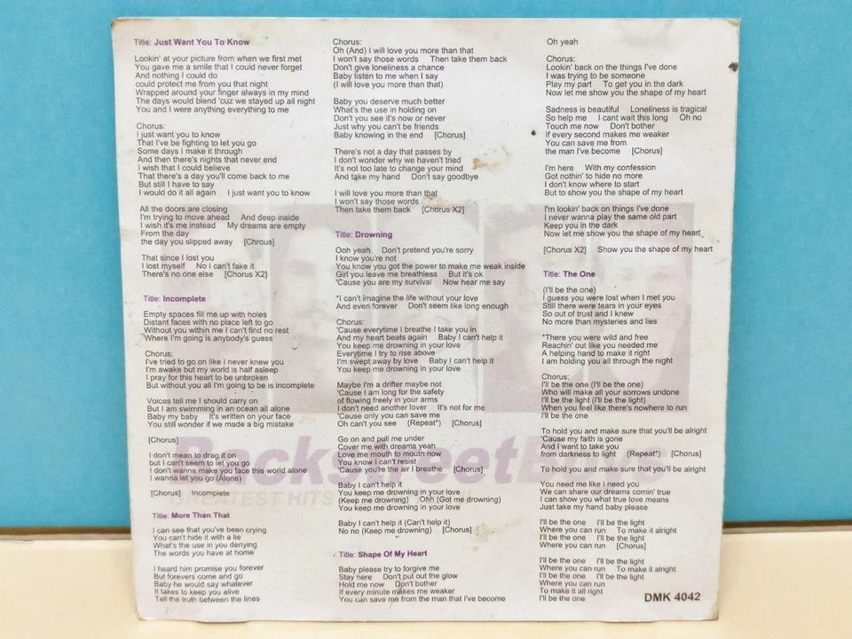 CH888 BSB Backstreet Boys On Cover Only Rare Singapore English CD ZN232