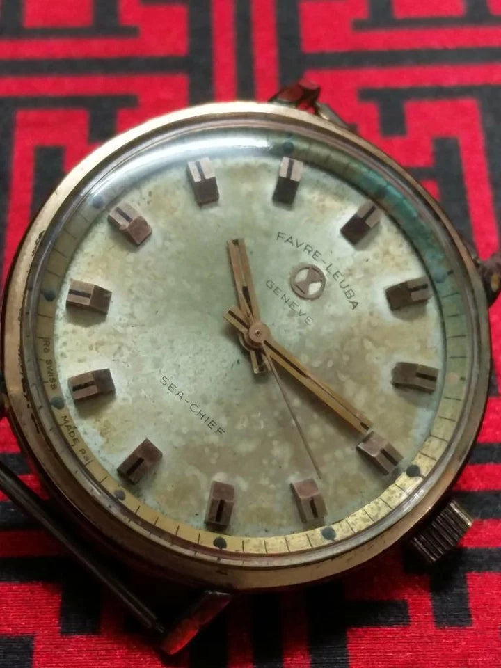 CH888 Vintage Gold Plated Men Favre Leuba Sea Chief Manual Winding Watch Head (TP360)