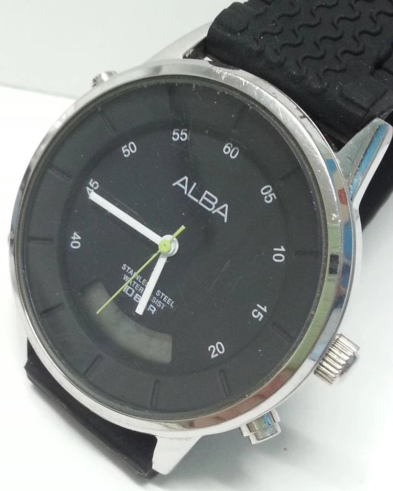 CH888 Vintage Preowned Alba Seiko Analog Digital Black Dial Watch (TP098)