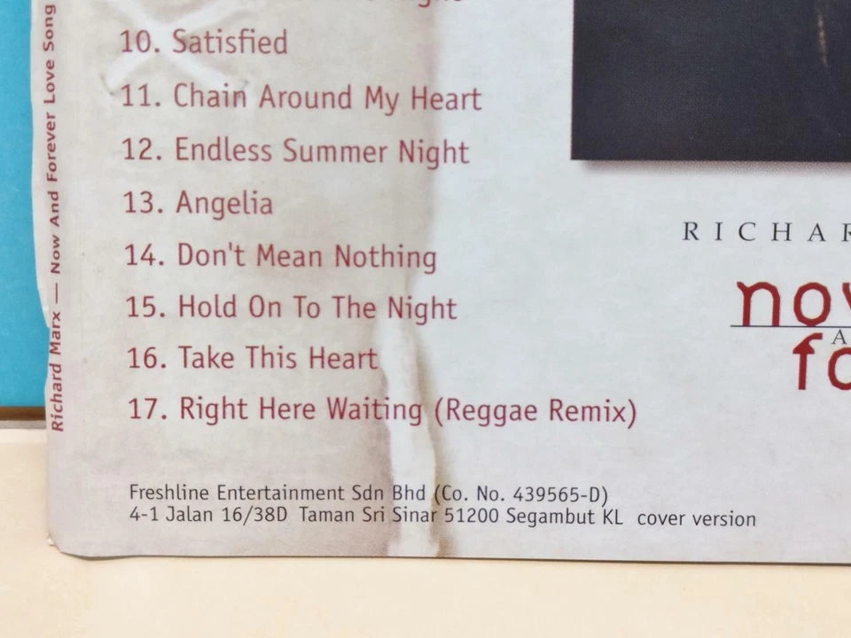 CH888 Richard Marx On Cover Only Malaysia English CD ZN227