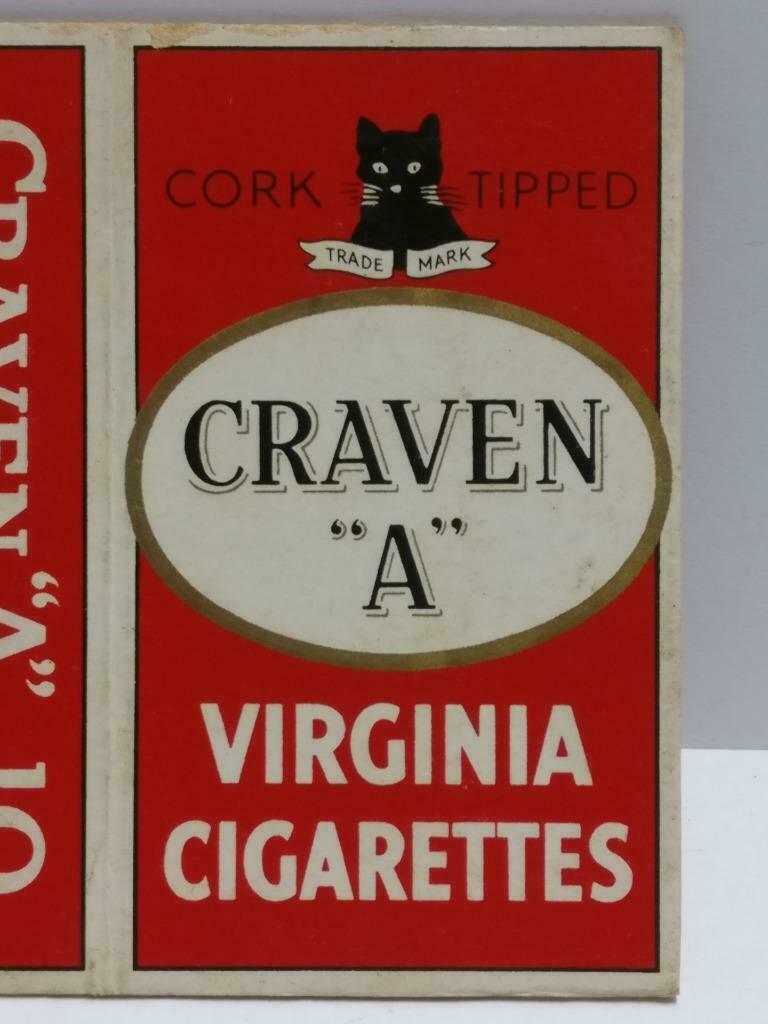 Vintage Craven "A" Virginia Cigarettes Cat Ephemera Empty Paper Box F/S (A2311)