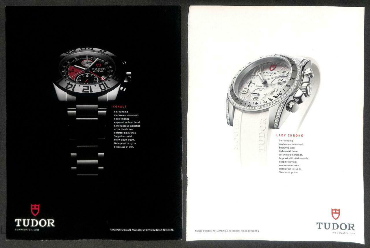Vintage Tudor Geneve Iconaut Watch Magazine Advertisement Print Ad x 5 (P920)