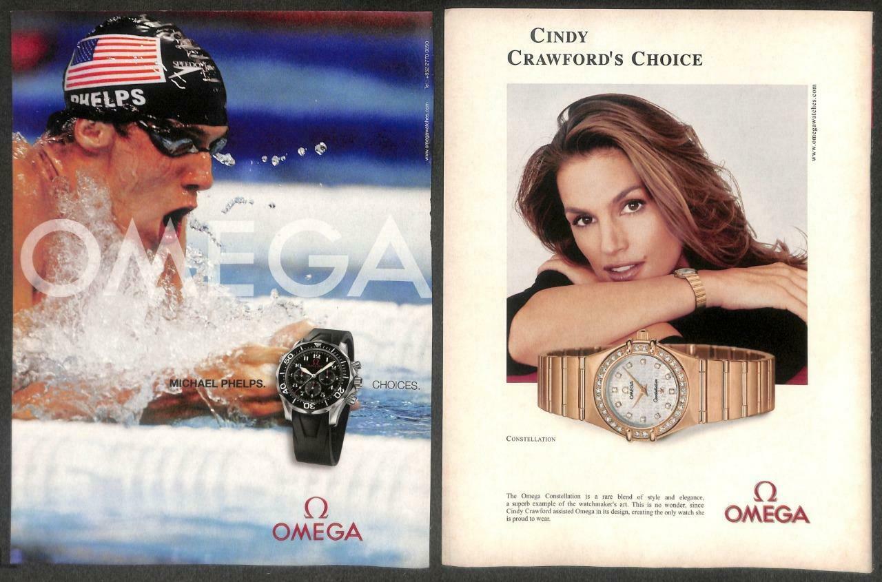 Vintage OMEGA Watch Michael Phelps Magazine Advertisement Print Ad x 5 (P915)