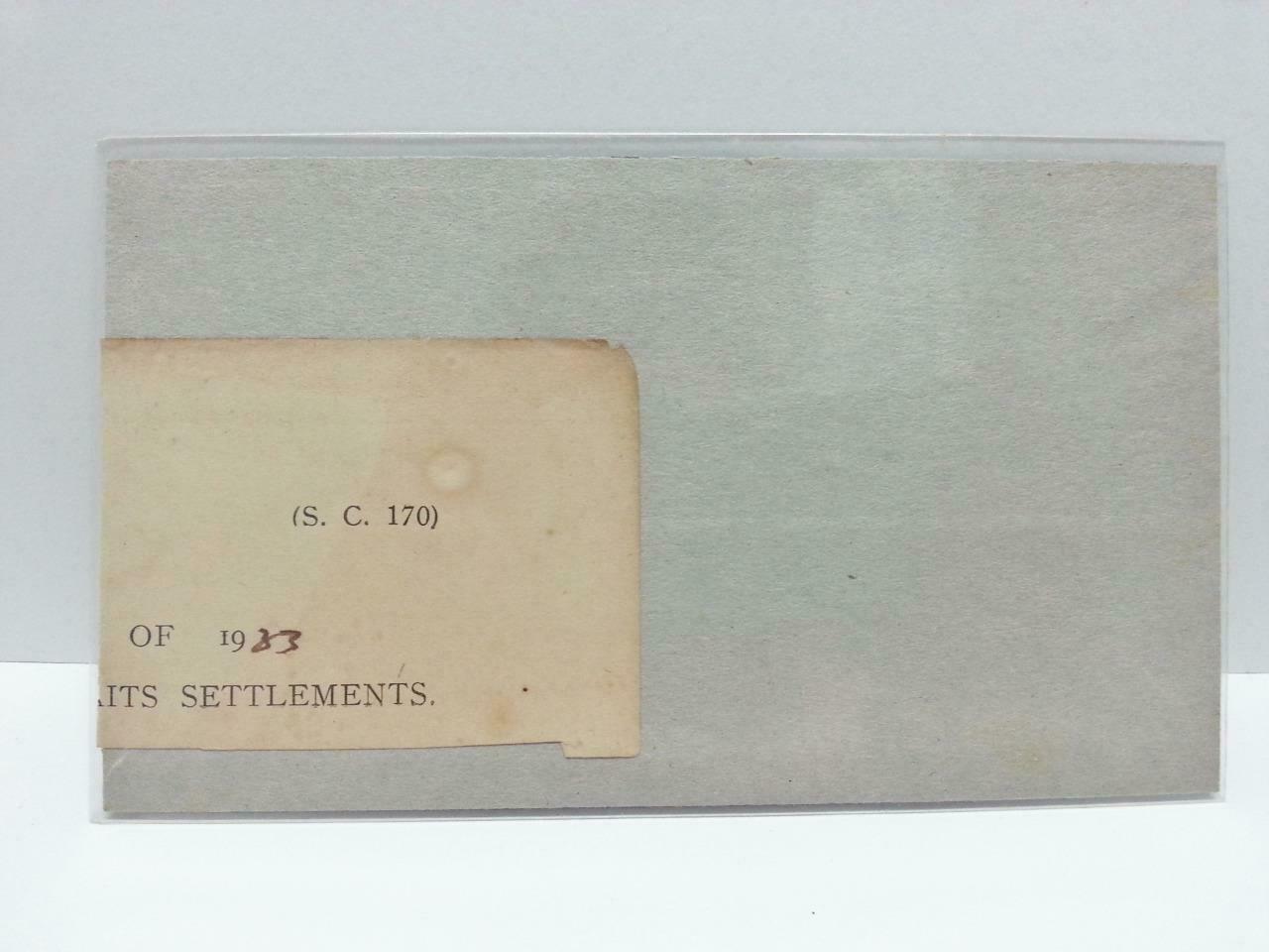 Vintage Singapore Straits Settlement Document Postage Stamp $1 Revenue (AC267)