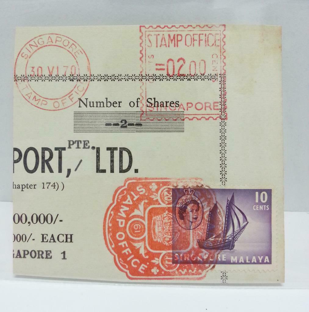 Vintage Singapore Straits Settlements Document Postage Stamp Revenue (AC273)