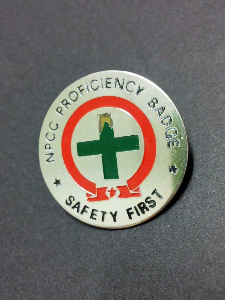 Rare Vintage Singapore NPCC Proficiency Safety First Pin Badge F/S (B324)
