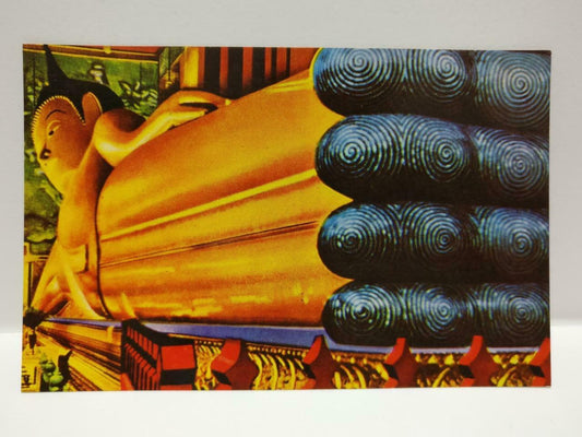 Vintage The Reclining Buddha Wad Pho Bangkok Thailand Color Postcard (P634)