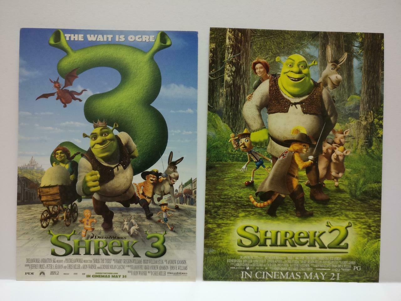 LUCKYPIGEON888 Cartoon Movie Shrek 3 Donkey Gingy Ad Postcard Lot Of 2 (E0461)