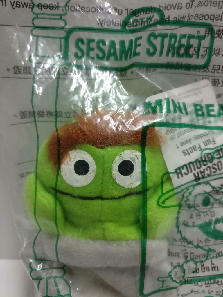Sealed Sesame Street Mini Bean Pals Oscar The Grouch Plush Soft Toy F/S (PTY166)