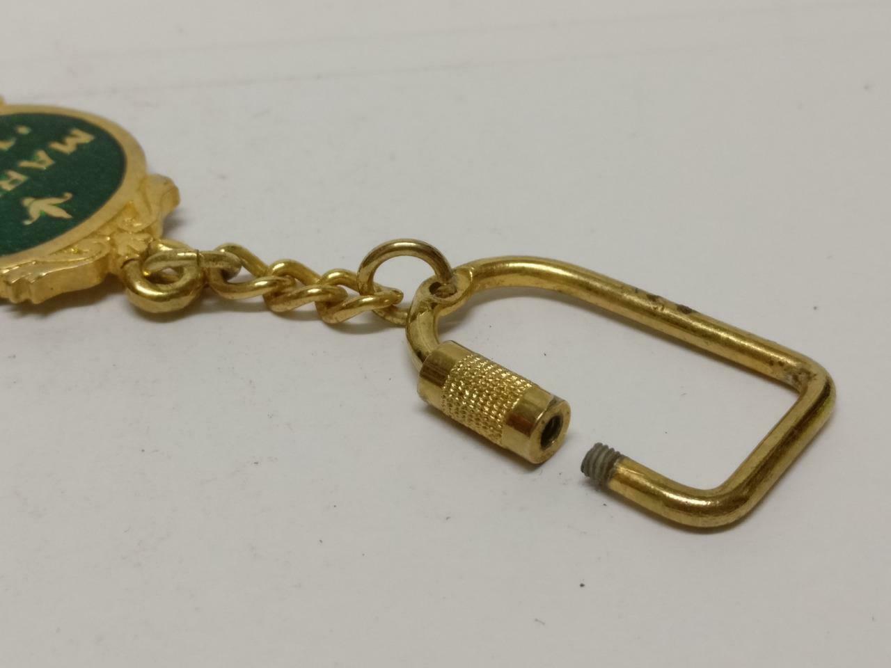 LP888 Vintage Green Martell 1715 Cognac Liquor Gold Tone Keychain Keyring F/S (B699)