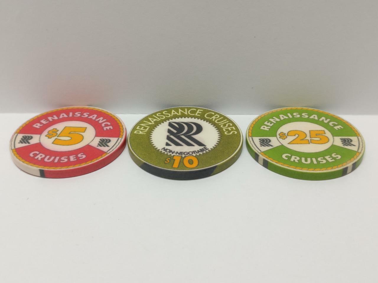 Vintage Rare Renaissance Cruises Casino Poker Chips Non-Negotiable x3 (A1857)