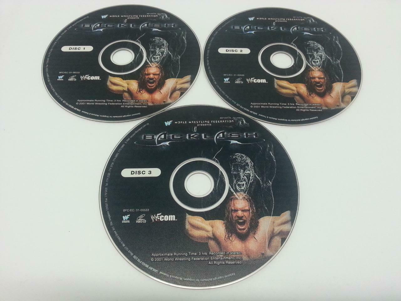 WWE WWF Wrestling Backlash 2001 Singapore Only 3x VCD Video CD OOP (A829)