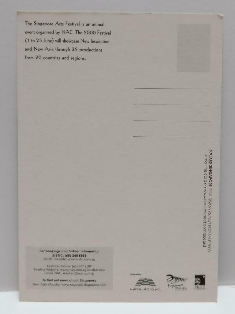 LUCKYPIGEON888 Singapore Arts Festival Dancers Plays 2000 Ad Postcard (E0176)