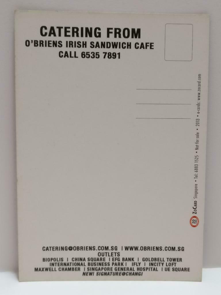 LUCKYPIGEON888 O'Briens Cafe Christmas Bread 2013 Singapore Ad Postcard (E0413)