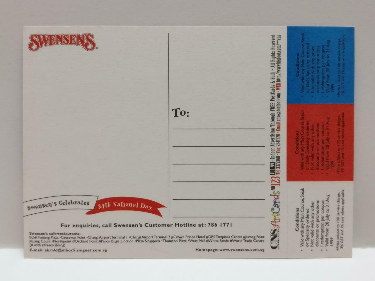 LUCKYPIGEON888 Swensen's Ice Cream Baked Rice 1999 Singapore Ad Postcard (E0137)