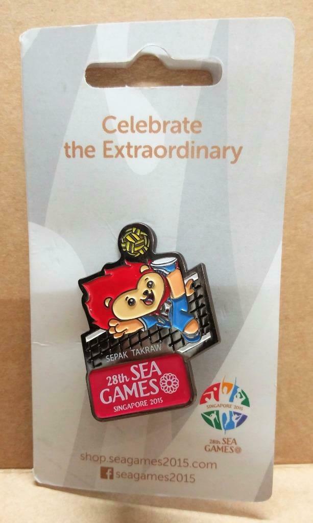 LP888 Singapore 28th Olympic Sea Games 2015 Pin Badge Button Souvenir Takraw A1320