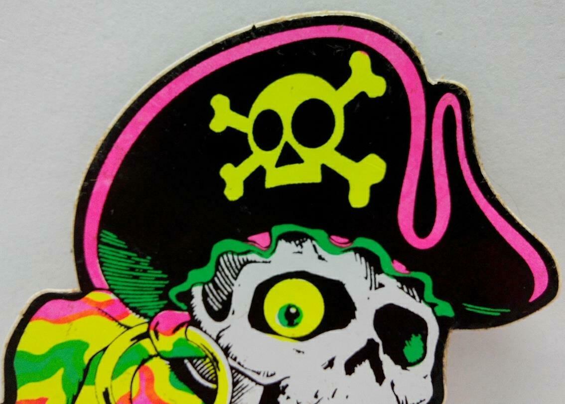 Vintage 80’s Sticker Neon Skull Sticker F/S (A806)
