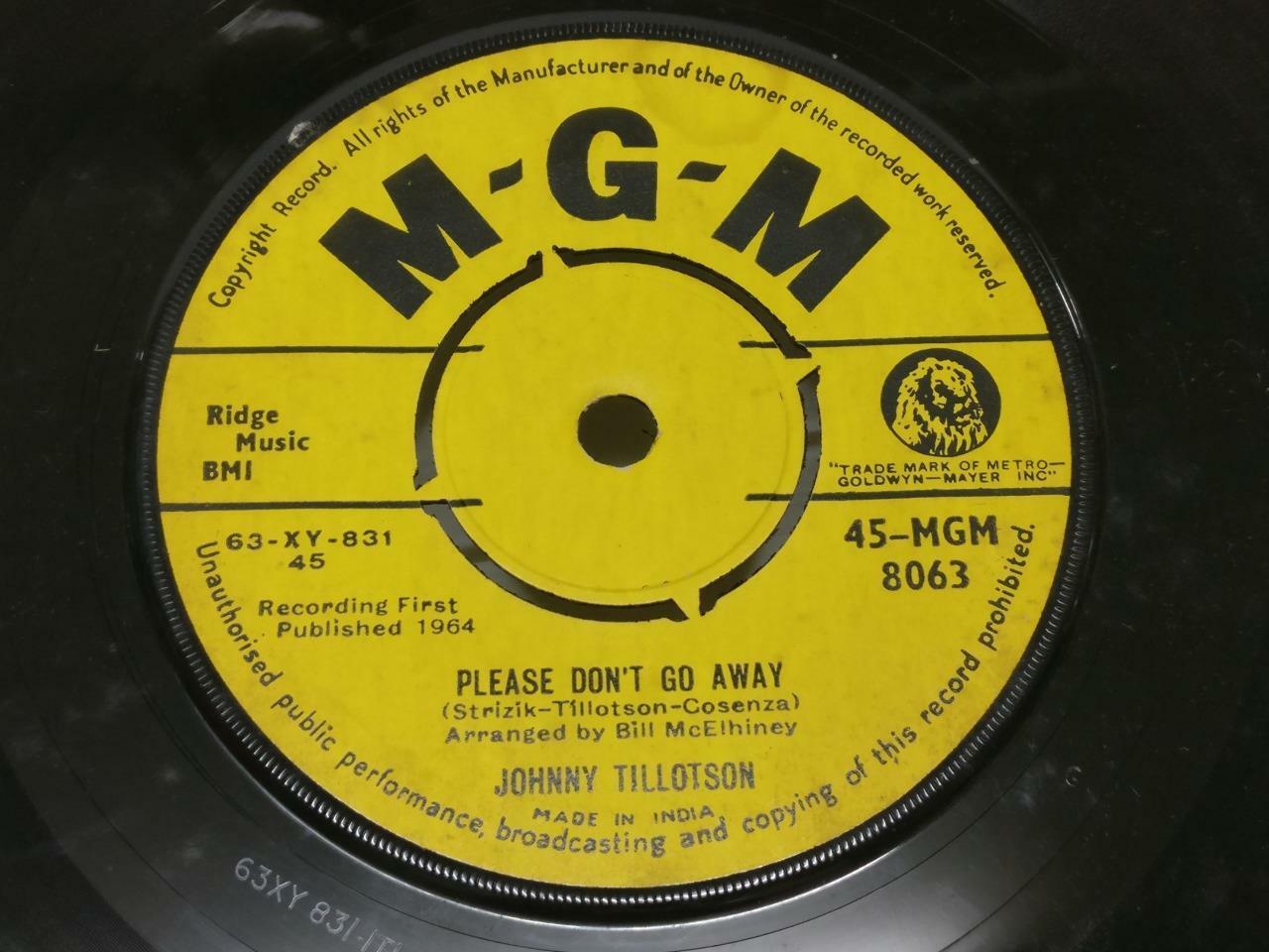 Johnny Tillotson Please Don't Go Away 1964 Rare MGM India 7" EP (EP005)