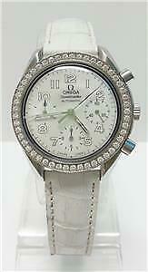 Authentic Omega Speedmaster Chronograph Automatic Watch Diamonds Bezel MOP