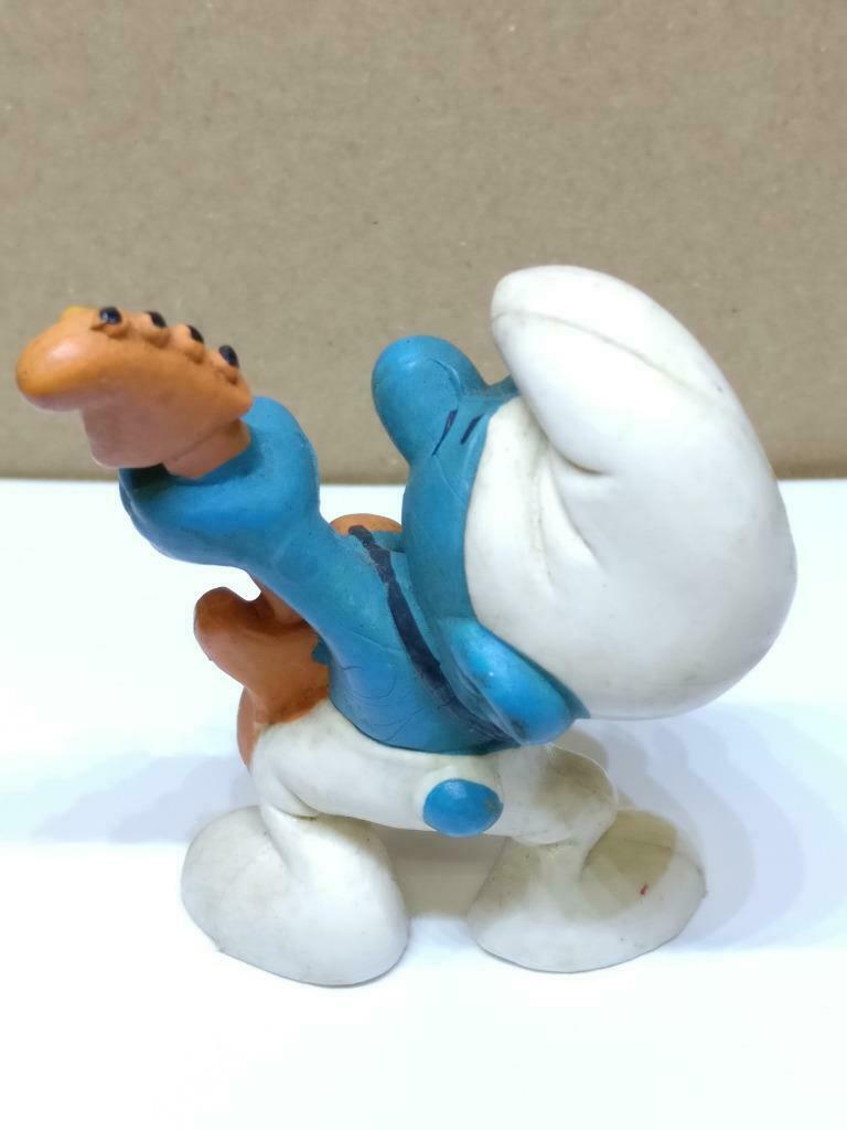 Vintage The Smurfs Guitar Miniature Figurine Peyo W. Germany x1 Piece (A1776)