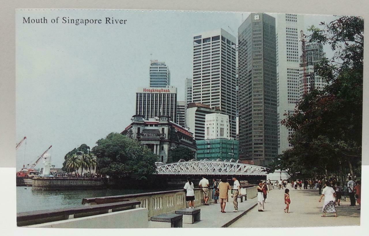 Singapore River Merlion View Vintage Singapore Postcard Reprint (AC149)