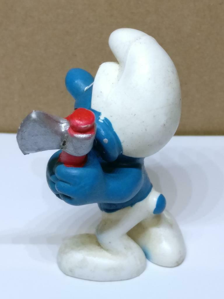 Vintage The Smurfs Axe Miniature Figurine 1976 Peyo Hong Kong x1 Piece (A1777)