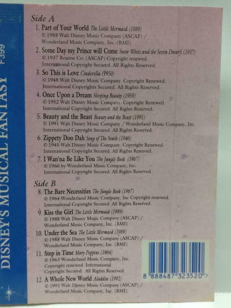 Disney's Musical Fantasy OST 1993 Mega Rare Singapore English Cassette CT502