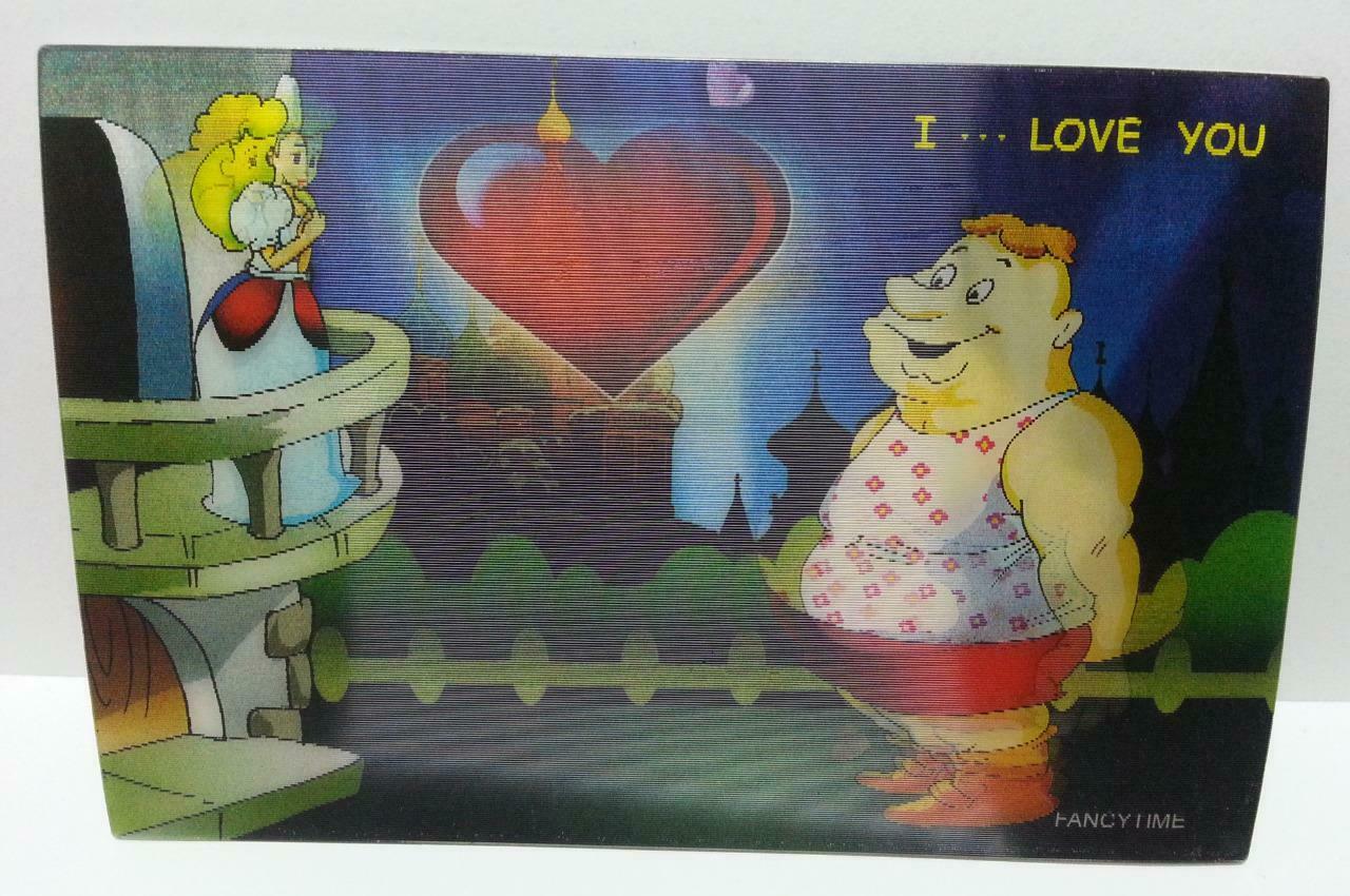 I Love You Princess Man Castle 3D Lenticular Postcard (AC067)