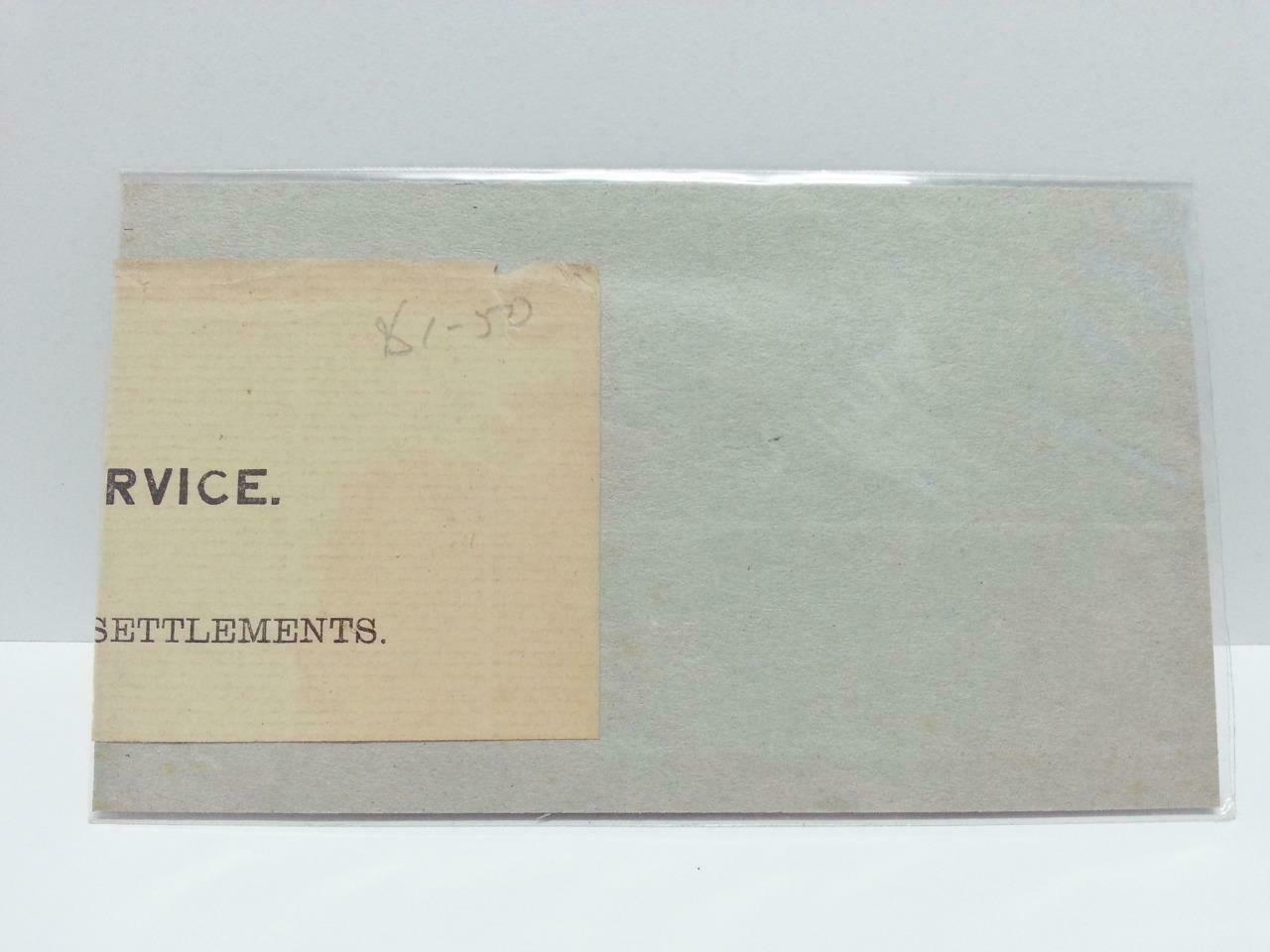 Vintage Singapore Straits Settlement Document Postage Stamp $1.5 Revenue (AC268)