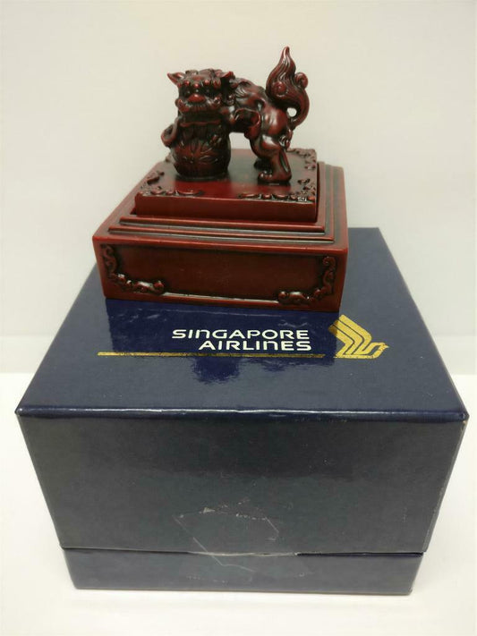 Rare SIA Singapore Airlines Traditional Lion Statue Stamp Ink Pad w/ Box (A2119)