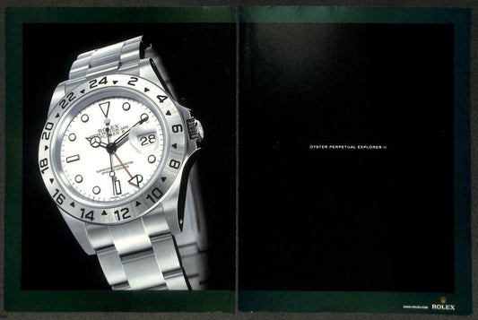 Vintage 2004 Rolex Watch Explorer II Magazine Advertisement Print Ad x 2 (P966)