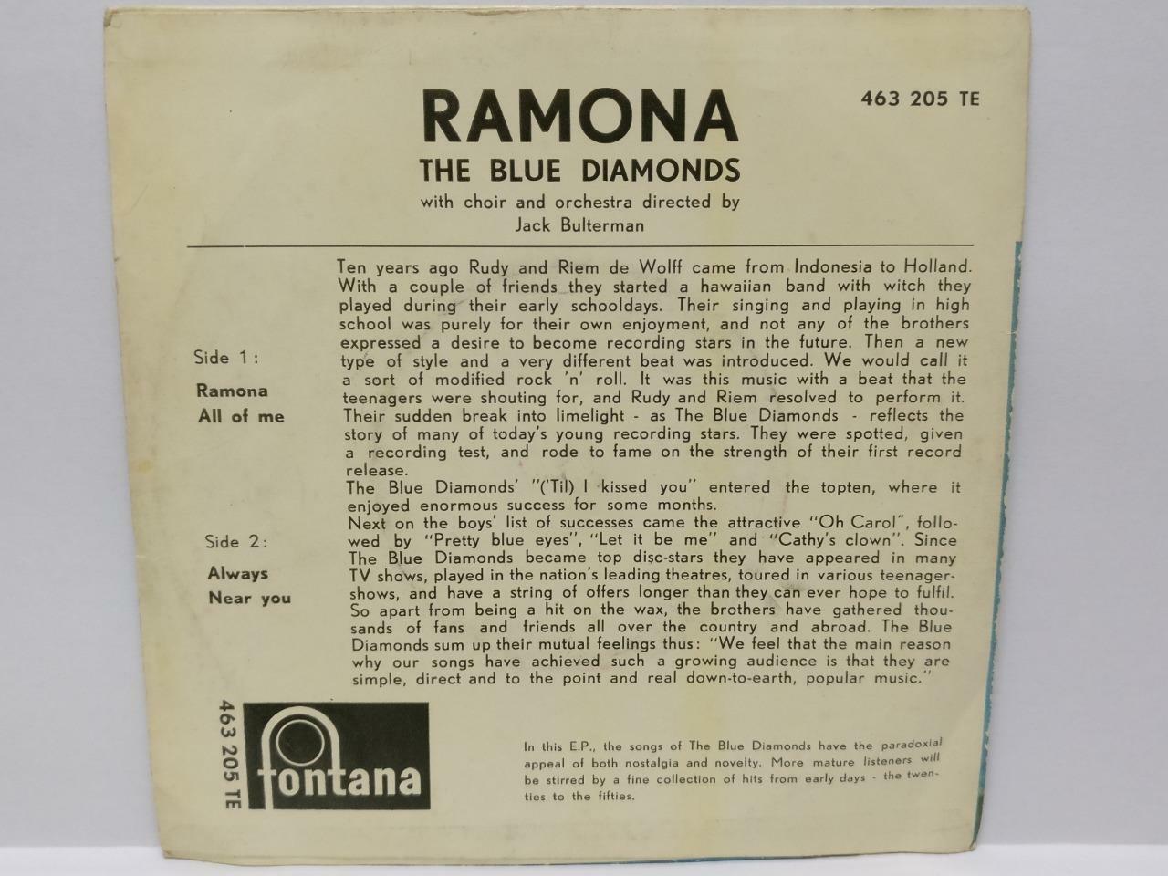 Rare Singapore The Blue Diamonds Band Ramona Holland English 7" EP (EP146)
