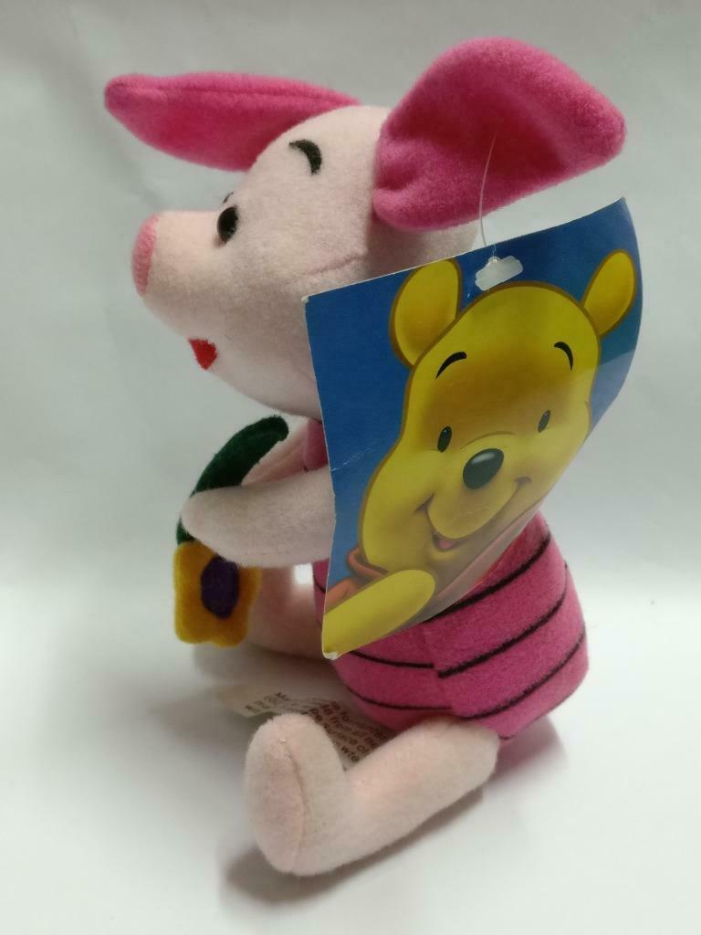Disney Winne The Pooh Pink Piglet With Flower Tag 6" Plush Soft Toy F/S (PTY145)