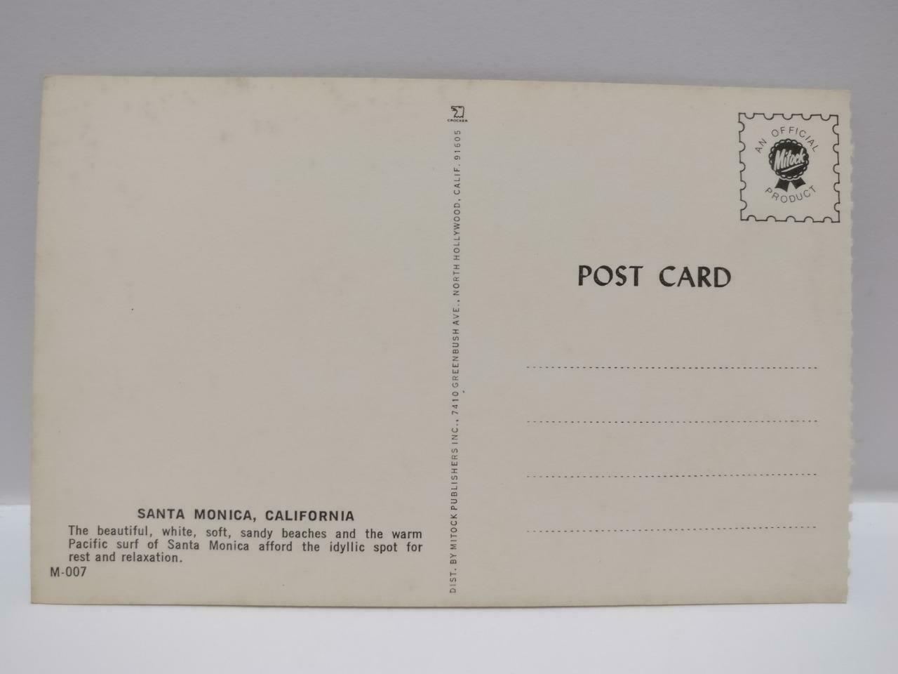 VTG Santa Monica California Pacific Surf Beach Crowded Color USA Postcard (P626)