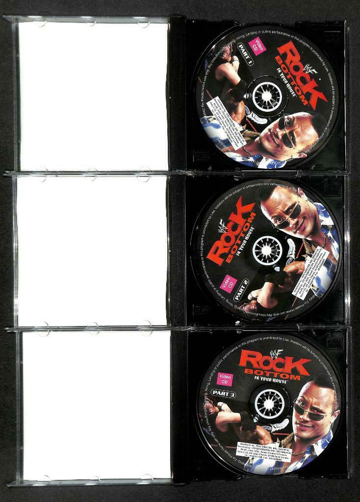 WWE WWF Wrestling Rock Bottom 1999 Rare Malaysia 3x VCD Video CD OOP (A1425)