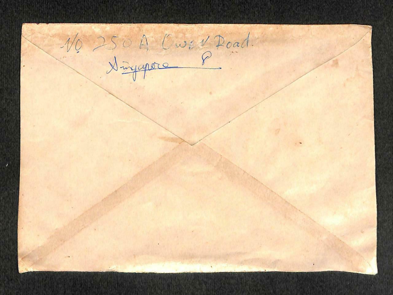 1959 Singapore To Malaysia Perak 10 Cents Stamp Chop Airmail Cover (C1393)