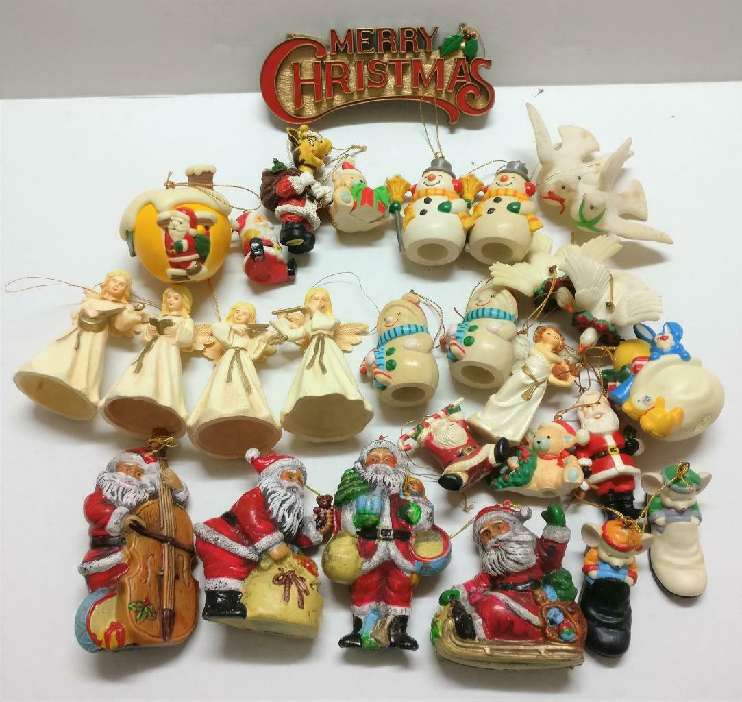 Vintage Christmas X'mas Tree Ornaments Snowman Santa Bundle Lot x01 F/S (A2243)