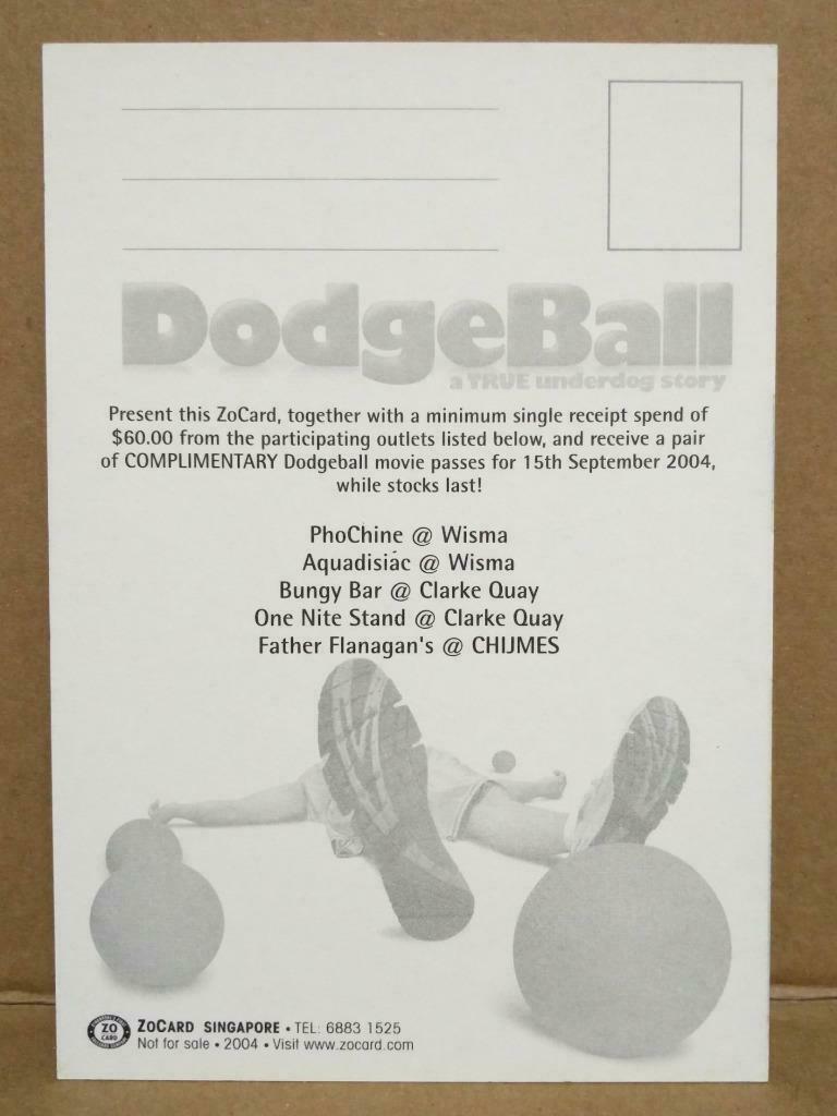 LUCKYPIGEON Dodgeball Vince Vaughn Ben Stiller Movie Ad Postcard (C2061)