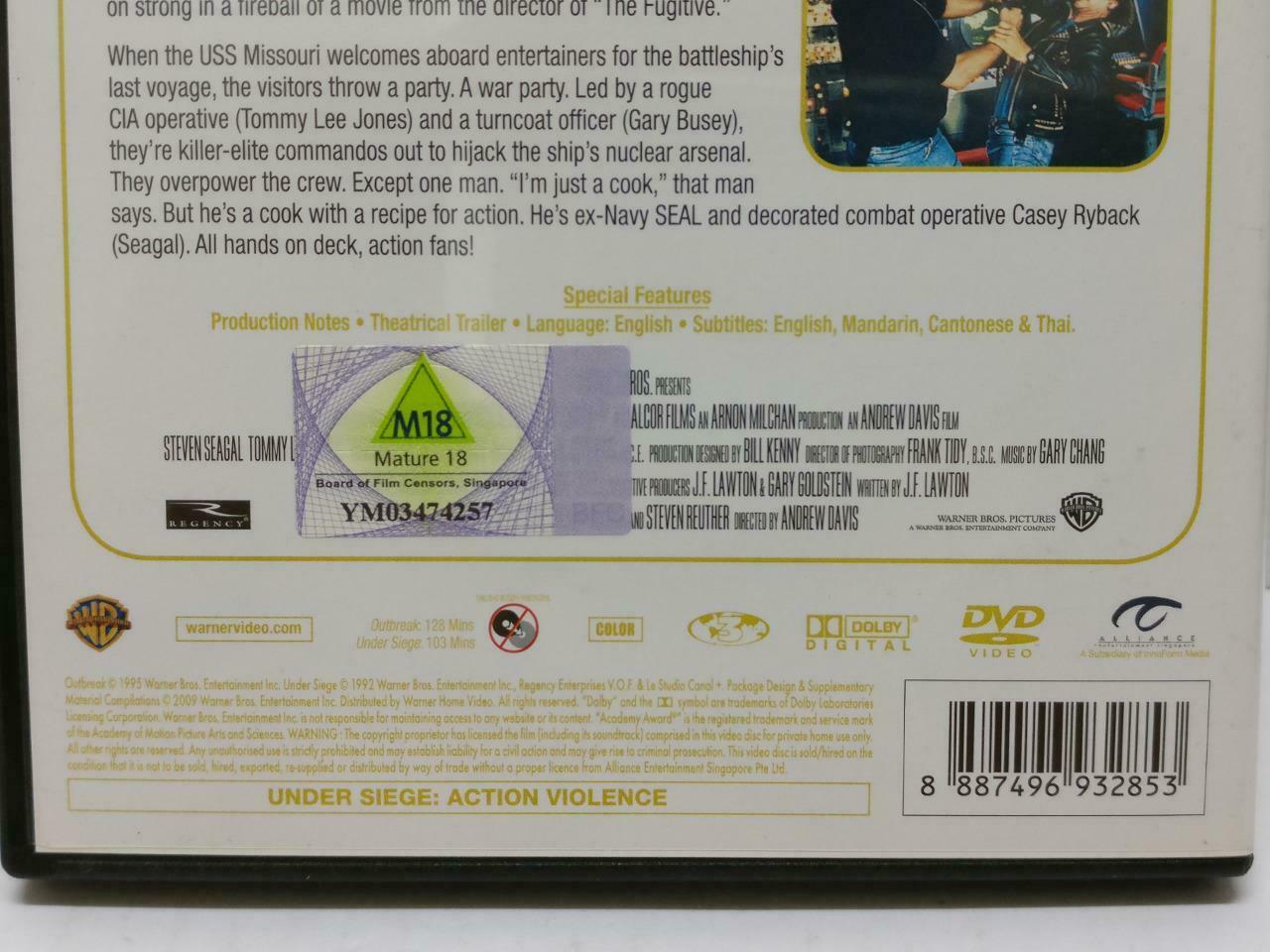Outbreak & Under Siege Movie Rare Singapore 2x DVD Eng Sub R3 (DVD055)