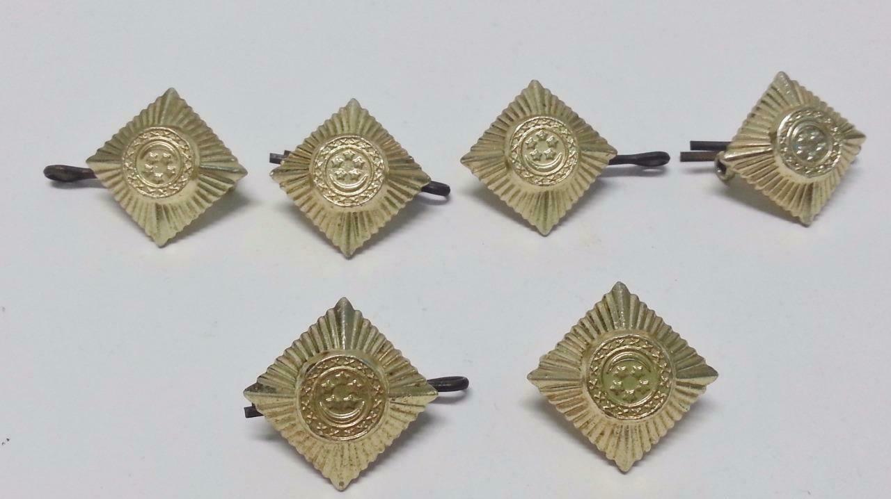 Rare Vintage 70s Singapore Army Uniform Gold Tone Buttons x 6 Pin Badge (B204)
